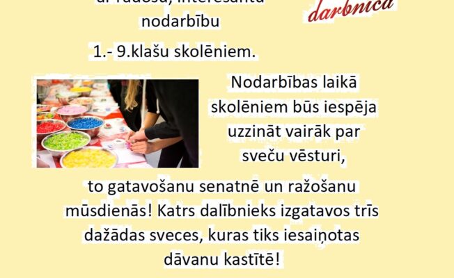 Afiša sveču darbnīcas meistarklasei